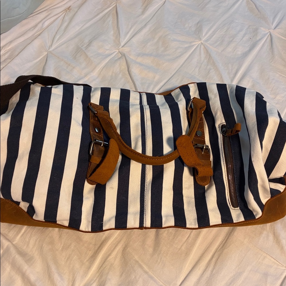 BLUBOON‎ Weekender Overnight Duffel Bag Canvas Leather 20x9x16